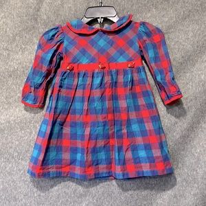 Red & Blue plaid dress, child size 3T